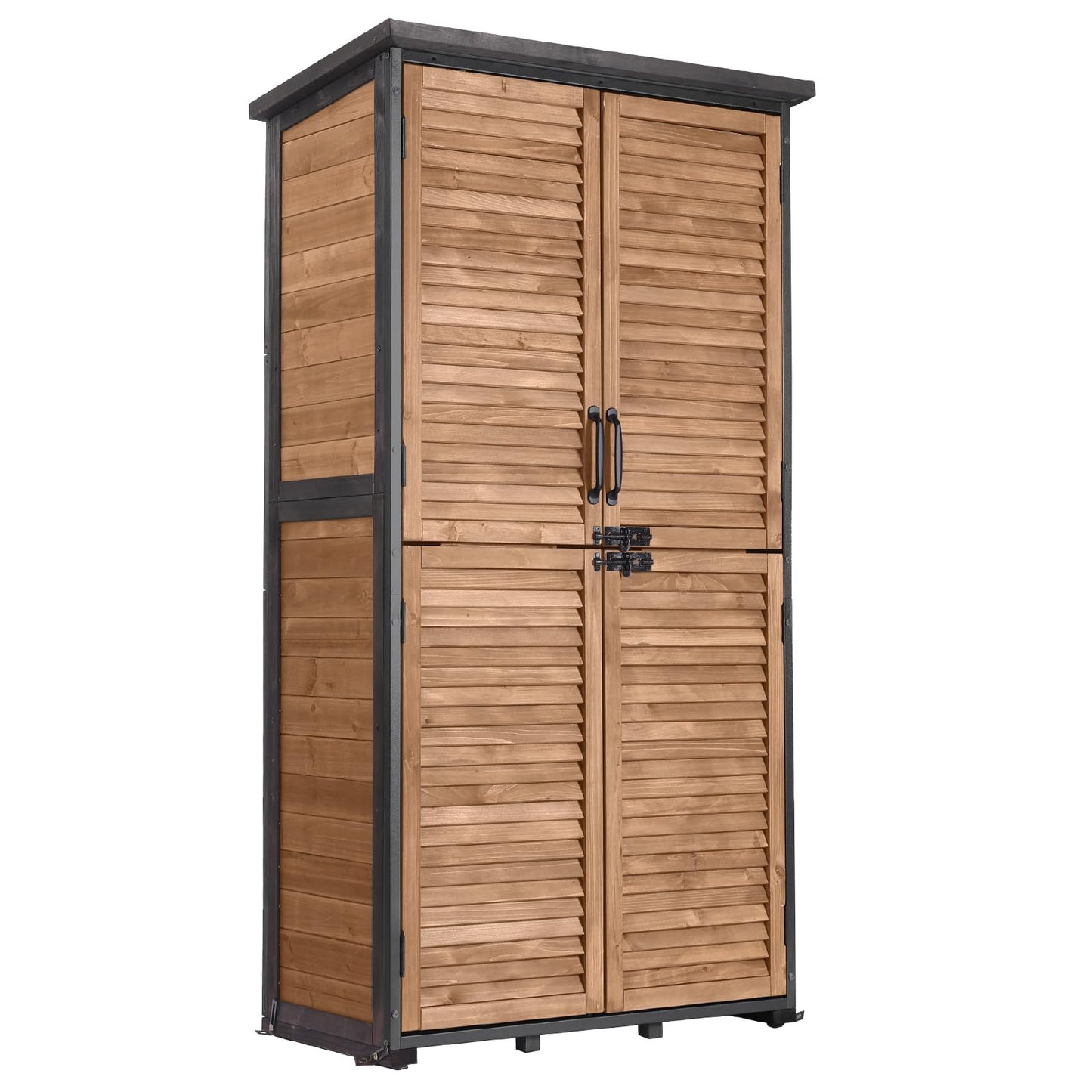 GUTINNEEN Outdoor Storage Cabinet Upgraded with Metal Frame Durable Storage Shed with Floor and Adjustable Shevels Waterproof Garden Tool Shed