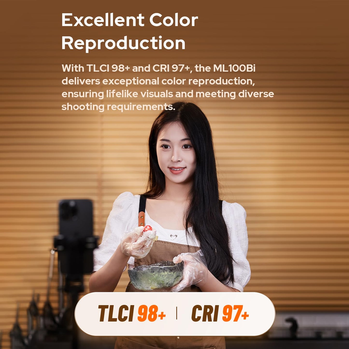 Godox ML100Bi Kit2 Pocket LED Video Light 120W Bi-Color Photography Fill Light 2800K-6500K CRI97+ TLCI98+ APP Control 11 Lighting Effects Godox Mount for Vlog Live Streaming Photography