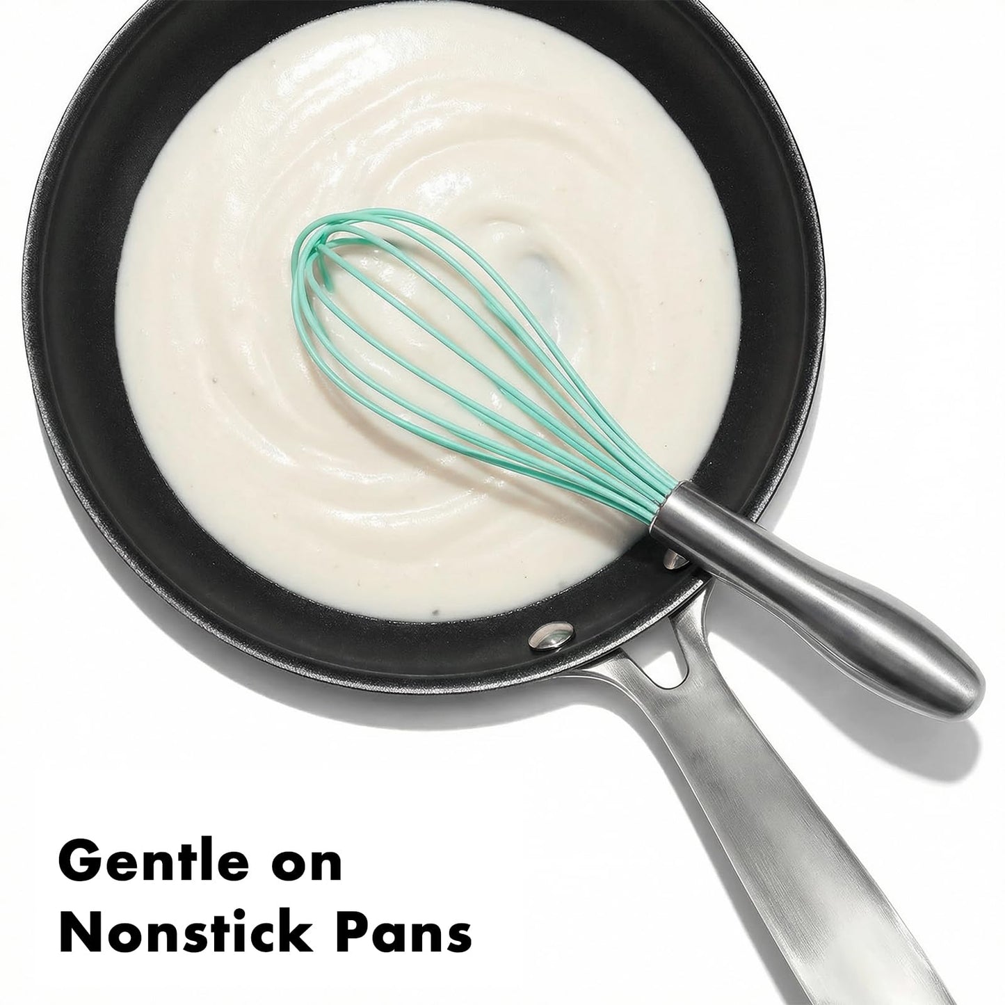 OYV 10-Inch Teal Silicone Whisk, Heat Resistant 480°F Kitchen Whisk with Stainless Steel Ergonomic Handle, Non-Scratch for Nonstick Cookware, Dishwasher Safe, Perfect for Blending, Cooking & Beating
