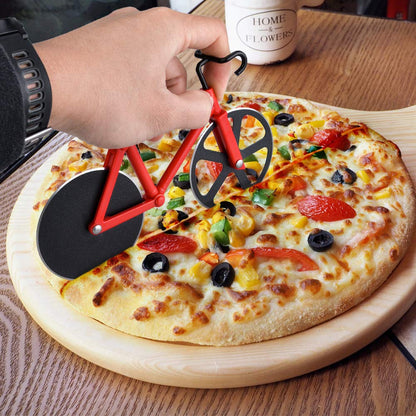 Ninonly Bicycle Pizza Cutter Wheel,Non-stick Bike Pizza Slicer,Stainless Steel Cutting Wheels With a Stand for Pizza Lovers, Housewarming Gifts Cool Kitchen Gadget Cool Men's Gift