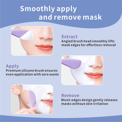 Silicone Face Scrubber, 2 in 1 Face Mask Brush, Pore Brush, Blackhead Remover, Facial Cleansing Brushes, Face Mask Applicator for Mud, Clay(Pink+Purple)