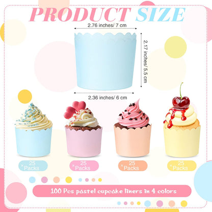 100 Pieces Multi Color Baking Cups for Muffins, 5.5 oz Cupcake Wrappers for Desserts, Baby Showers, Birthday Parties