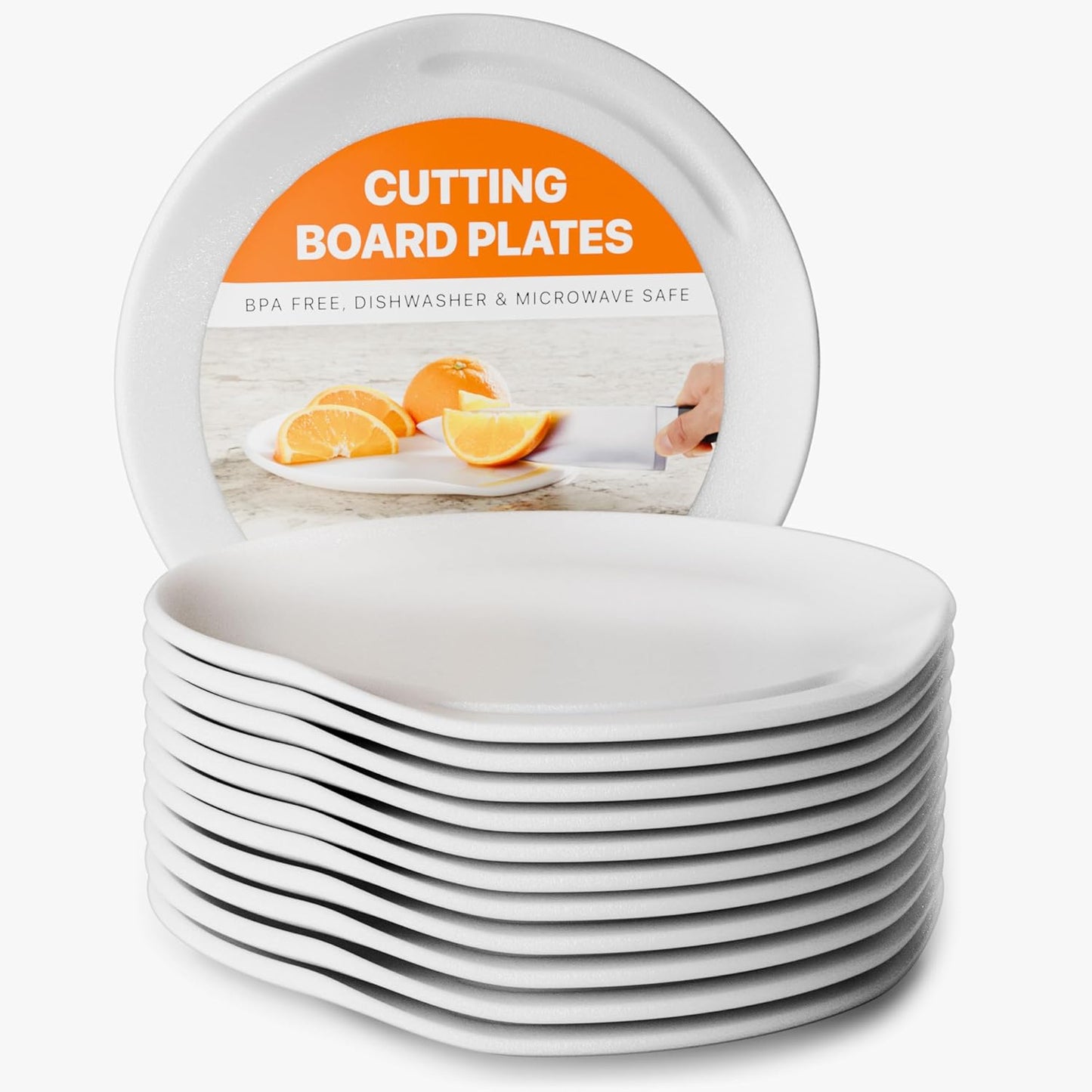 Round Cutting Board Plates, 10 inch with Juice Grooves, Durable BPA-Free & Dishwasher Safe, Ideal for Slicing