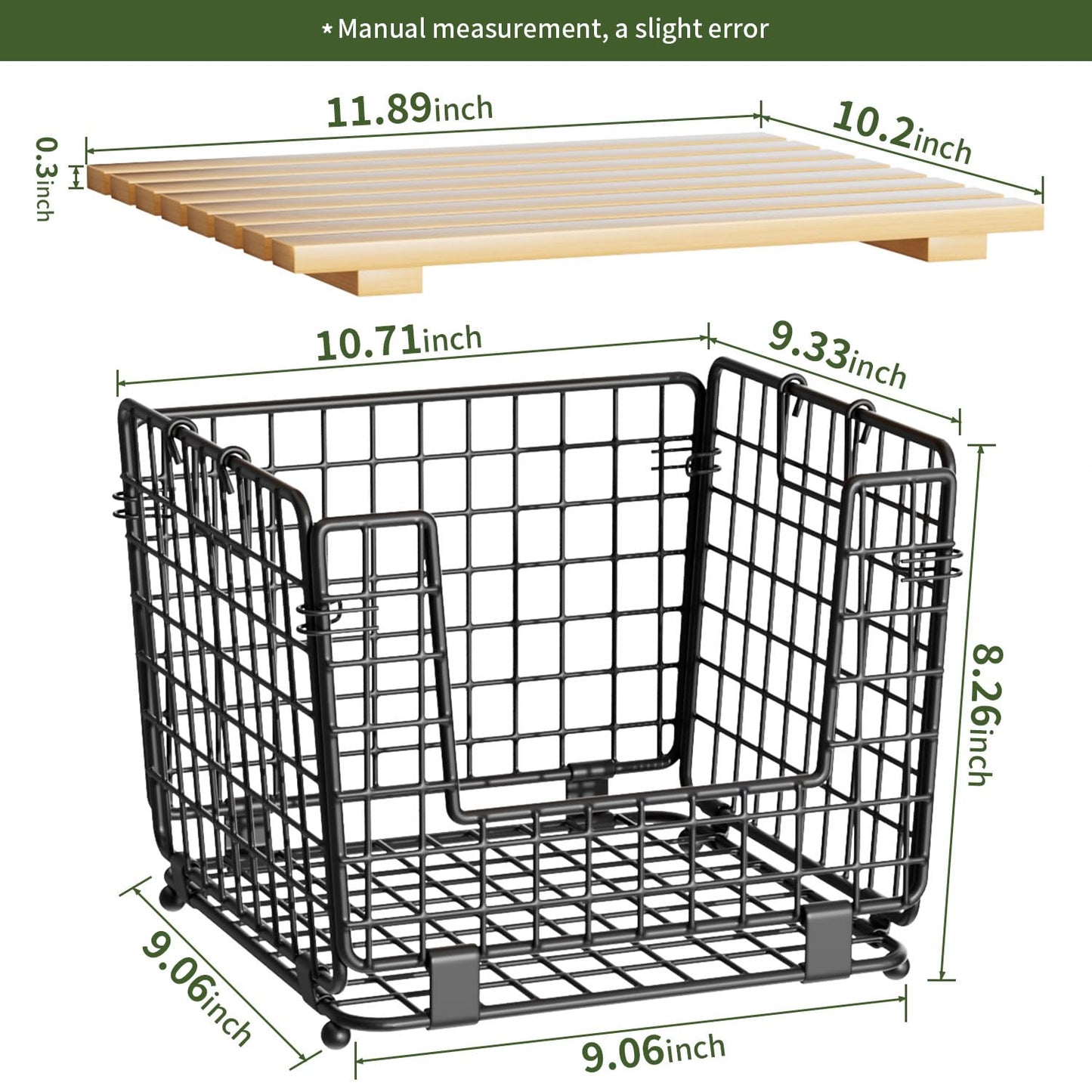 Wire Storage Basket for Kitchen Pantry: GGIU Stackable Kitchen Counter Organizers - Wire Organizing Bin for Produce Vegetable Potato and Onion Black