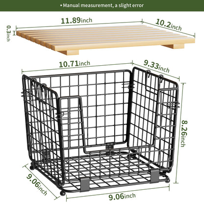 Wire Storage Basket for Kitchen Pantry: GGIU Stackable Kitchen Counter Organizers - Wire Organizing Bin for Produce Vegetable Potato and Onion Black