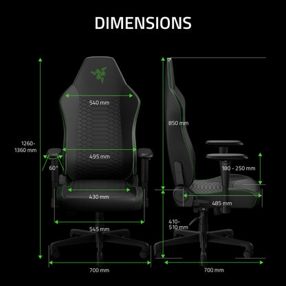 Razer Iskur V2 X NewGen Ergonomic Gaming Chair — Built-in Lumbar Support, Cooltouch Gen-2 EPU Leather, Ultra-Wide Seat Base, Adjustable 152 Degree Recline, Foam Cushions — Black/Green