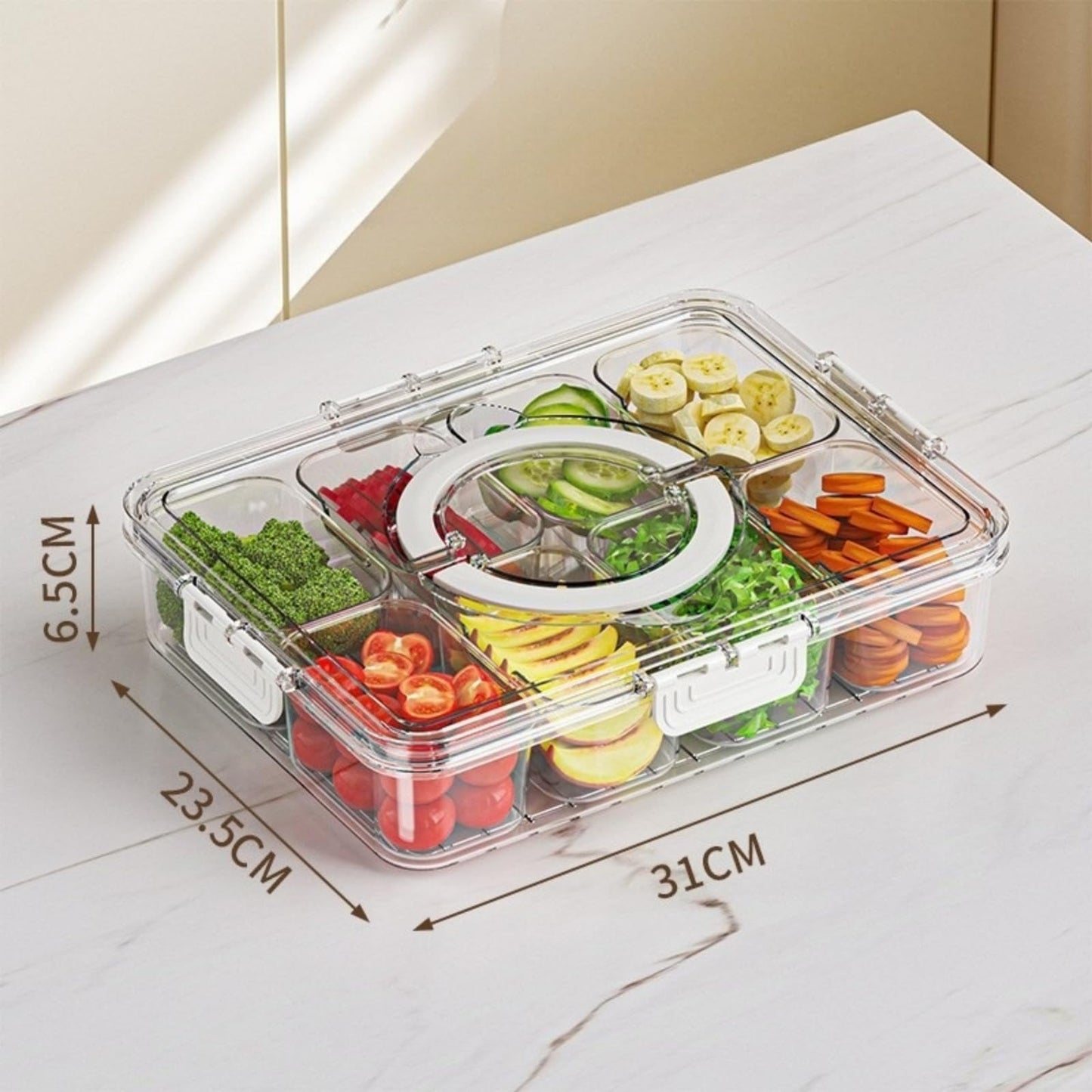Snackle Box without Ice Pack,Container with Handle,8 Compartment Divided Bento Boxs,Picnic Essentials Storage Container with Lid & Handle+A 11.4" Length Pasta Box for Outdoor Party,Travel,Refrigerator