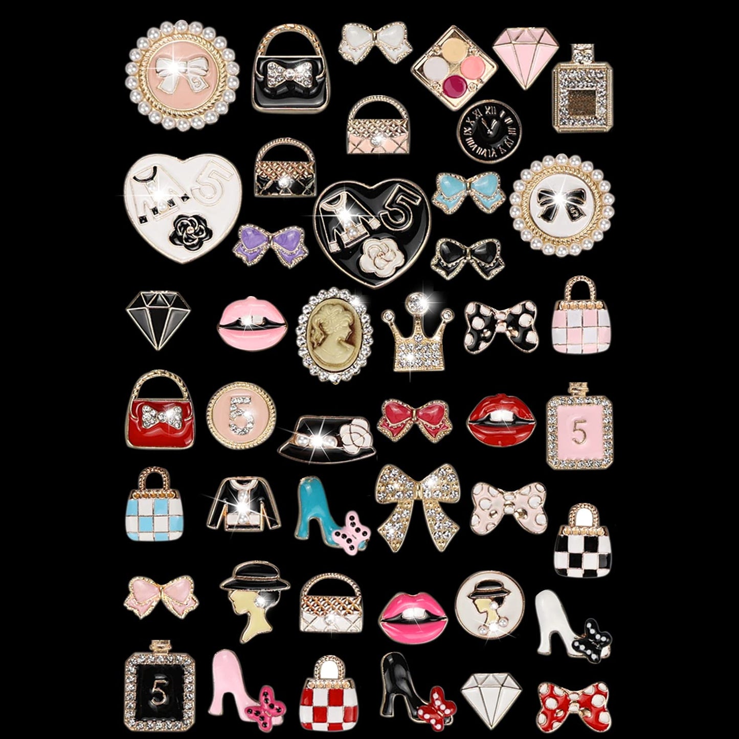 CUNUEN Lot of Bling Designer Decoration Charms, Luxury Fashion Trendy Rhinestone Jewelry Accessories for Women Girls