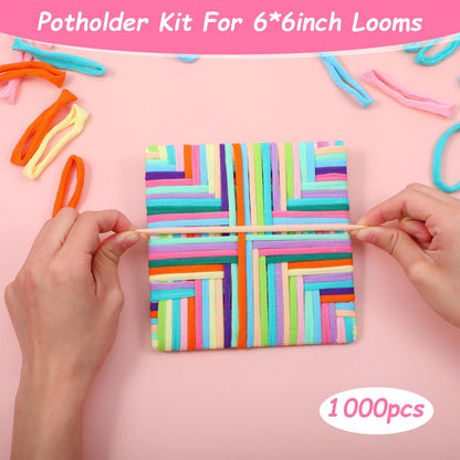 hidyuuoo 1000 PCS Loom Loops 6.7 inch Pastel Weaving Loom Loops Potholder Colorful Loop Elastic Weaving Loop Craft Flexible DIY Kit Colorful Crafts for Adults DIY Crafts Supplies