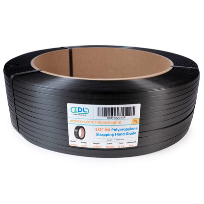 IDL Packaging 1/2" x 7200' Hand Grade Polypropylene (PP) Strapping Roll of 16" x 6" Core Size, 600 lbs Break Strength - Lightweight and Affordable Poly Banding - Flexible Packing Straps