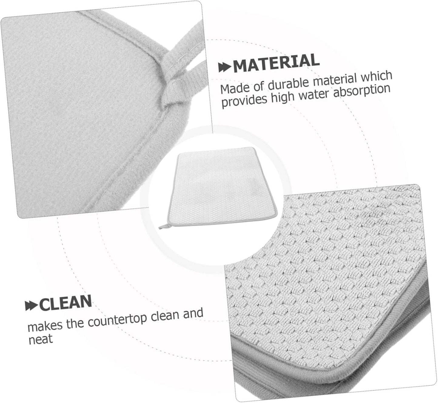 Ciieeo White Kitchen Drain Mat, Foldable Drying Pad for Tableware, Microfiber Dish Drying Mat for Countertop