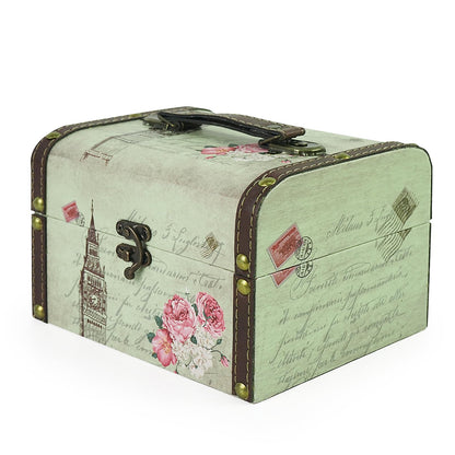 DreamsEden Small Wooden Treasure Box, Decorative Tin Storage Chest Jewelry Keepsake Boxes for Kids Girls Boys Gifts Home Decorations (Tower)
