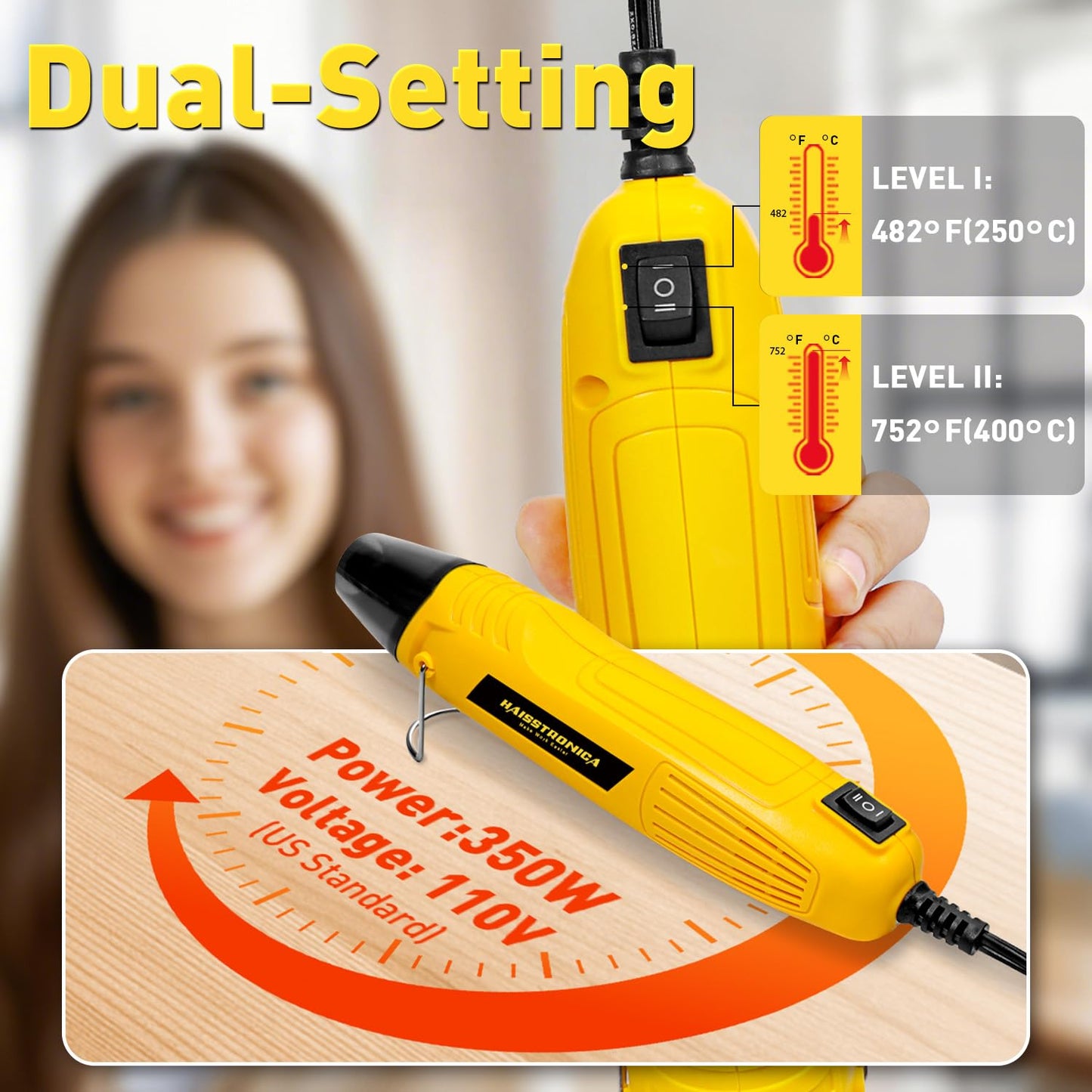 haisstronica Mini Heat Gun 350W+haisstronica 520PCS Marine Grade Heat Shrink Wire Connectors
