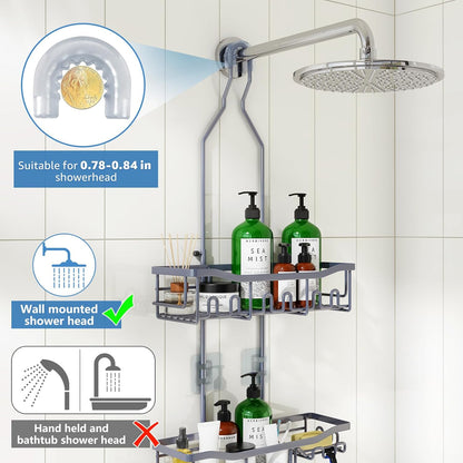 Regine Switzerland Shower Caddy - Rustproof Over Showerhead Organizer with Hooks | Large Size for Shampoo & Soap