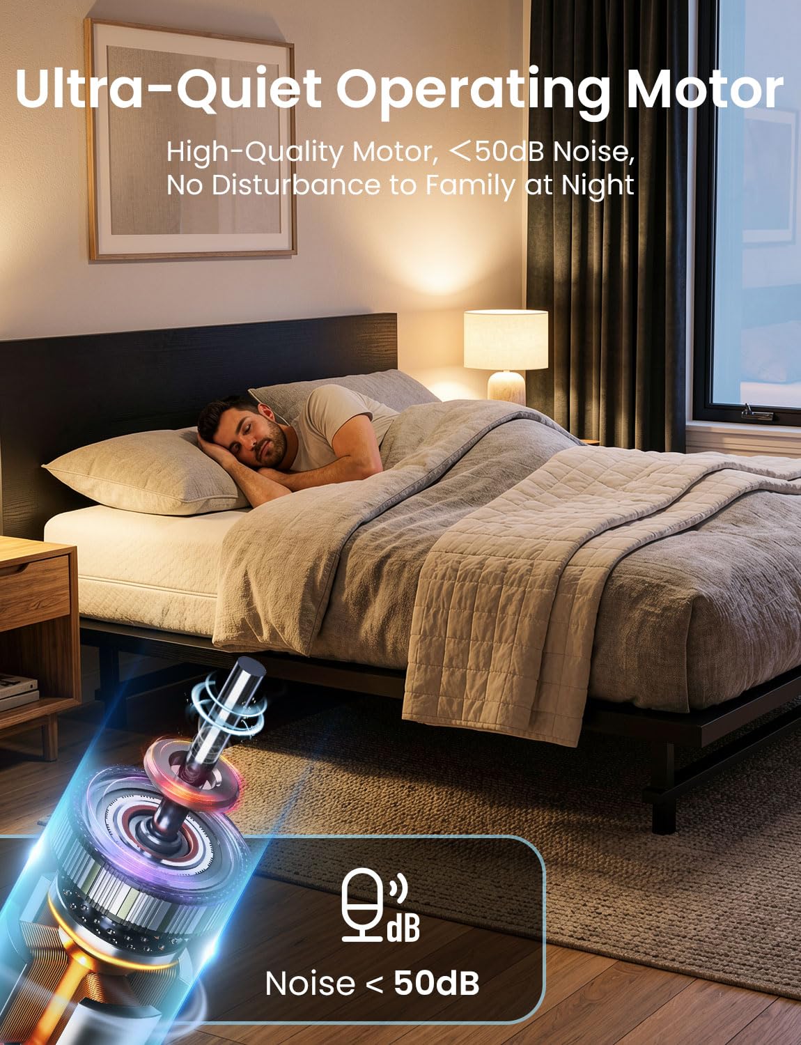 Feetice King Size Adjustable Bed Frame with Wireless Remote, Zero Gravity & Head & Foot Incline, Heavy-Duty Steel Frame, Whisper-Quiet Motor, Easy Installation (79" L x 74" W x 12.72" H), Black