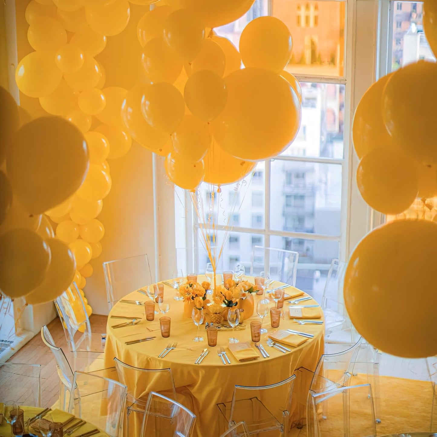 PartyWoo Mustard Yellow Balloons - 100pcs 12 Inch Fall Balloons for Birthday & Baby Showers