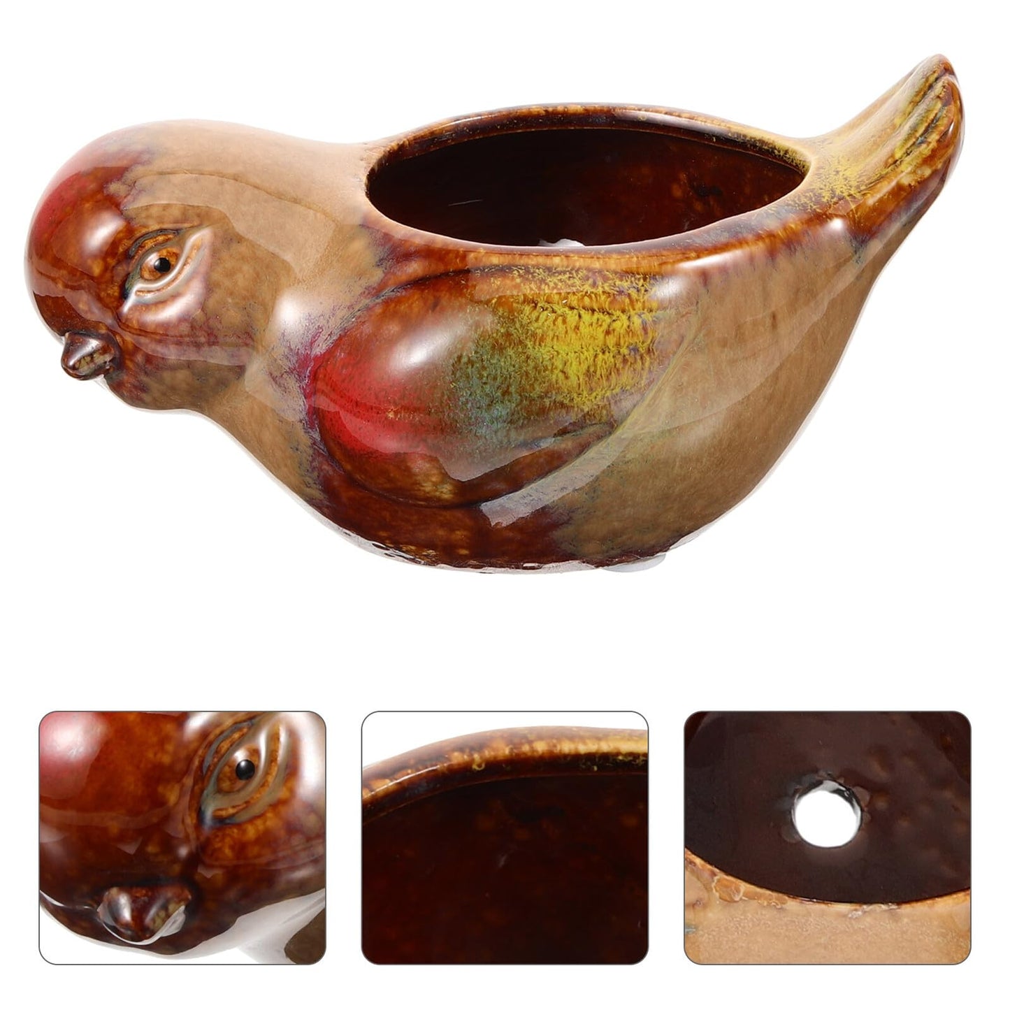 Angoily Ceramic Succulent Pot Bird Shaped Planter for Indoor Plants Small Clay Flowerpot for Home Desk Garden Decorative Plant Container
