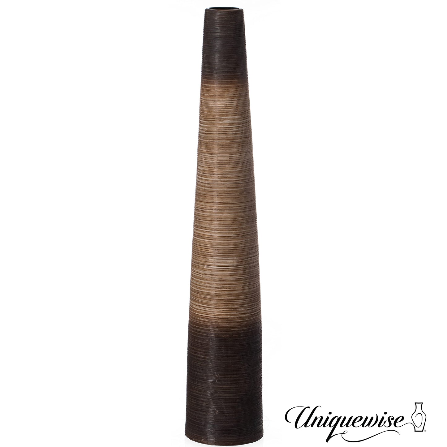 47-Inch Tall Handcrafted Brown Ceramic Floor Vase - Waterproof Cylinder-Shaped Freestanding Vase, Ideal for Tall Floral Arrangements and as a Standalone Piece