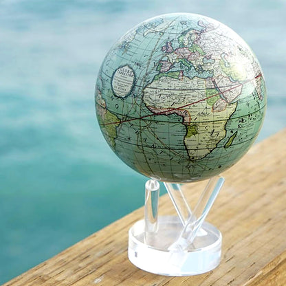 MOVA Globe - Antique Cassini Green Classic (4.5") | Solar Powered Rotating Desktop Globe | Classic Decorative Gift | No Wires or Batteries | Silent Motion Decor