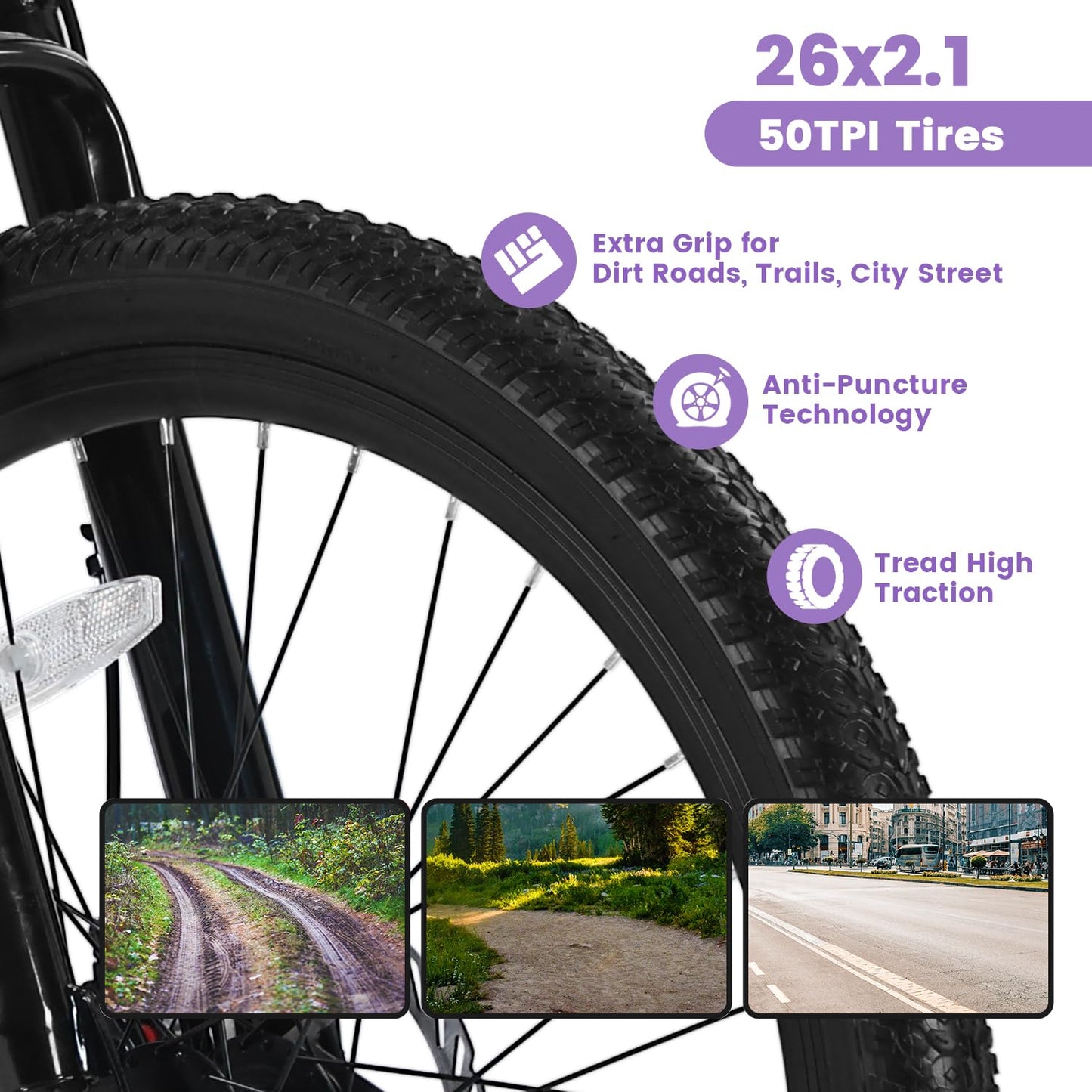 Ecarpat Women's Mountain Bike 24/26 Inch Wheels, 21-Speed Trail Commuter City Mountain Bikes, 15"/17" Carbon Steel Frame Female Bicycles Disc Brakes Front Fork