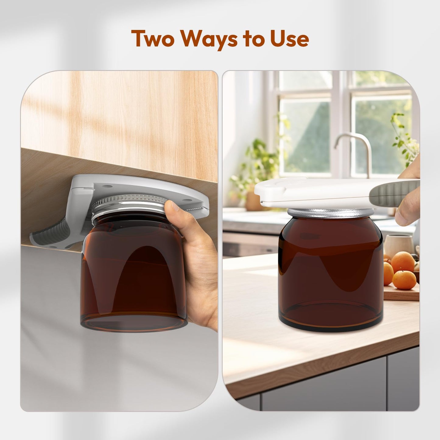 Jar Opener for Seniors, Ideal Bottle Opener, Easy Grip Jar Opener & Under Cabinet Car Opener Effortless to Unscrew Any-Sized Lid, Essential Kitchen Gadgets for Weak Hands or Arthritis