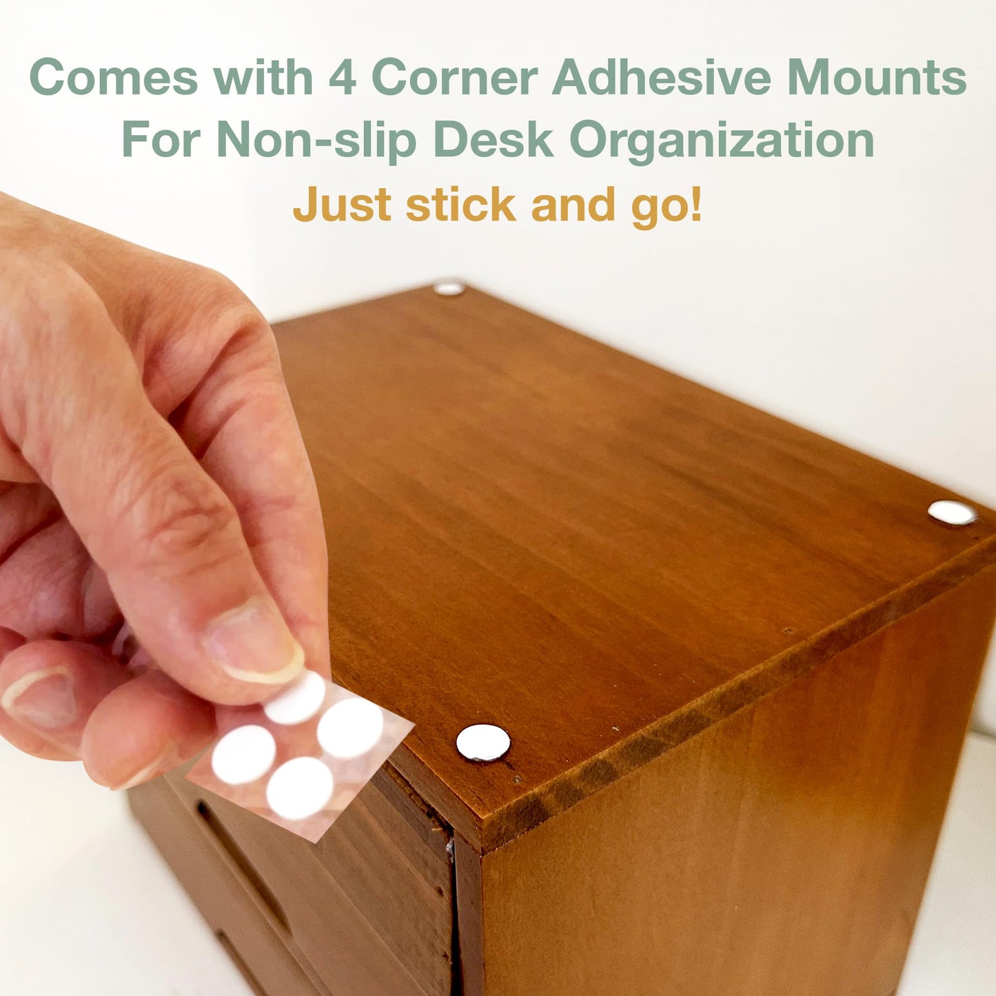4 Drawer Desktop Storage Organizer in Modern Wood Design (9.8”x6.9”x 9.8”) 4-Drawer Stackable Drawer Unit - Vanity Accessories Organizer (1-Pack)