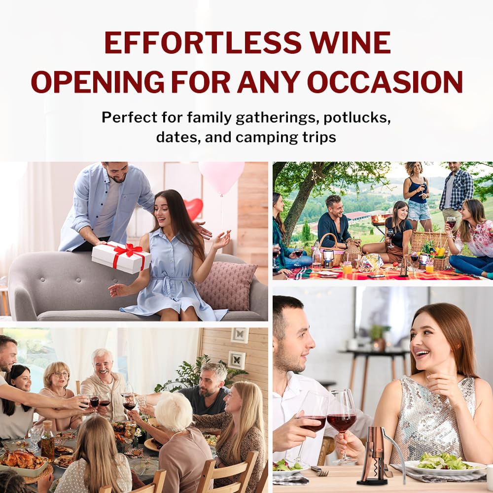 Forge Quality Compact Vertical Lever Corkscrew Wine Opener with Foil Cutter. 3 Seconds to Open a Bottle of Wine. Metallic Bronze