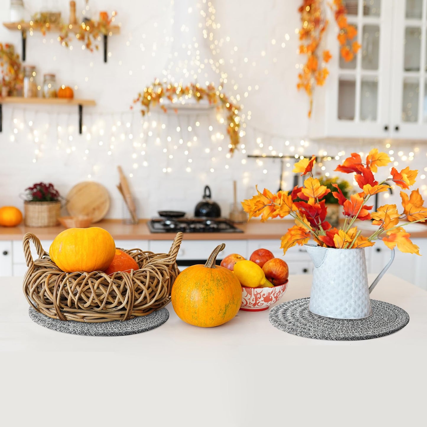 Coga 8" Trivets for Dishes, Pots and Pans, 6 Pack Heat Resistant Hot Pads, Pot Holders for Kitchen, Plate Mats for Table and Countertops, Farmhouse Decor Home Kitchen Essentials, Mix-Grey