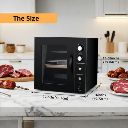 Clivia Electric Vertical BBQ Smoker 10L,Smoker Grill 30-110℃/800W,Heavy Duty Square BBQ Grill Multi-Function Cabinet for Outdoor Cooking or Kitchen and Party，Black