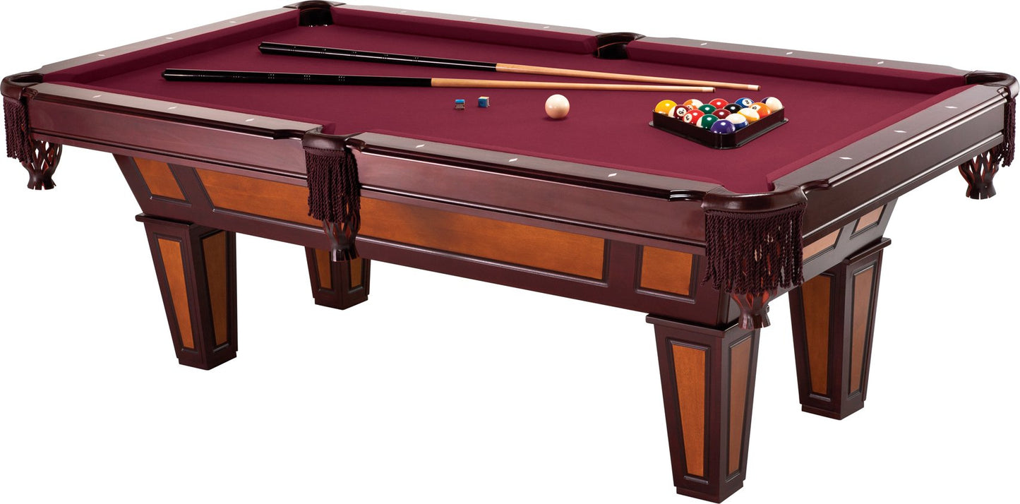 Fat Cat Reno 7.5 Foot Pool Table, Billiard Table with Accuslate Surface, K66 Bumpers, Dark Cherry Finish, Includes Cues and Balls