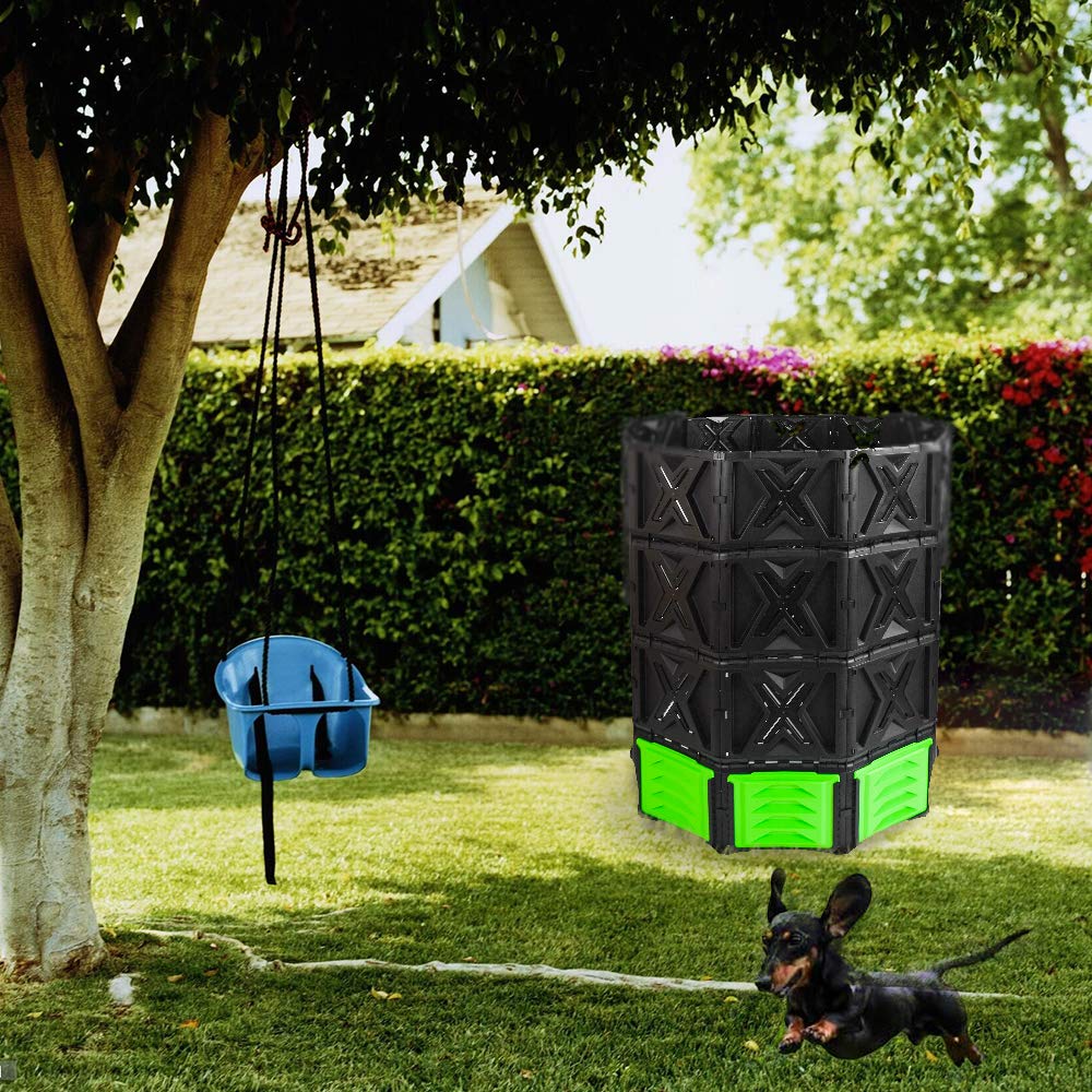 SQUEEZE master XXL Large Compost Bin Outdoor- 720L /190 Gallon-Easy Assembly-No Screws-Sturdy& Durable-Green Door