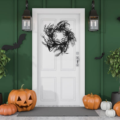 Cindeer 14 Inches Black Halloween Crow Wreath with Glitter Crow Decorations