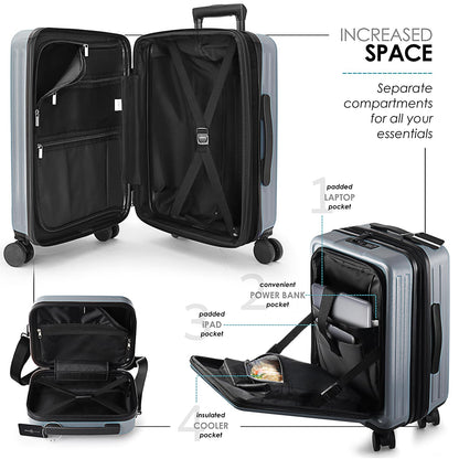 TRAVELARIM Hard Shell Luggage Sets with Spinner Wheels 4 Piece, Expandable Large Suitcases with TSA Lock, Travel Large Suitcase Set, Teal Luggage Set