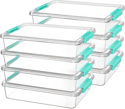 Vtopmart 6 Qt Clear Plastic Storage Bins with Lids - Stackable Organizers for Home, Office & Crafts | 8 Pack