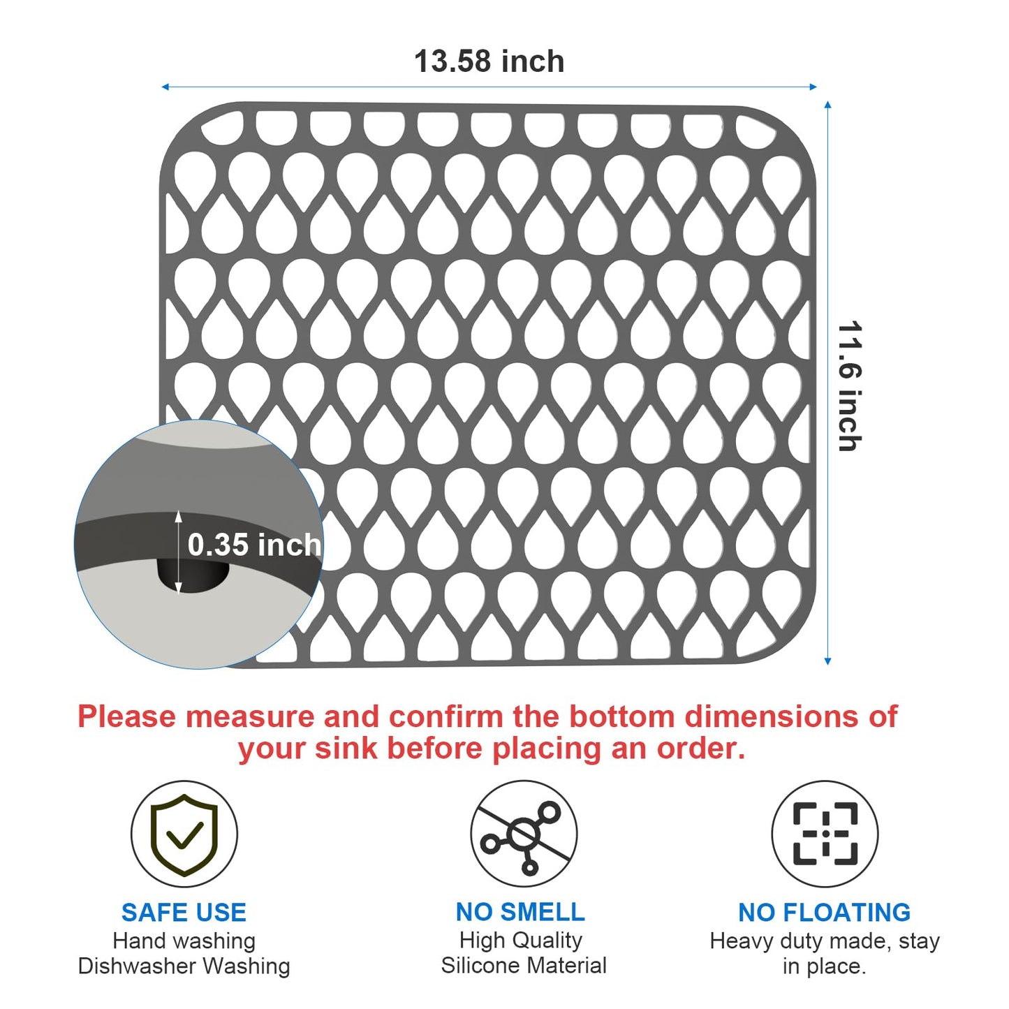 Silicone Sink Mat 2PCS TOOVEM Sink Protectors for Kitchen Sinks, Non-Slip Folding Grid for Bottom of Farmhouse Stainless Steel Porcelain Sink Pad