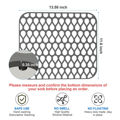 Silicone Sink Mat 2PCS TOOVEM Sink Protectors for Kitchen Sinks, Non-Slip Folding Grid for Bottom of Farmhouse Stainless Steel Porcelain Sink Pad