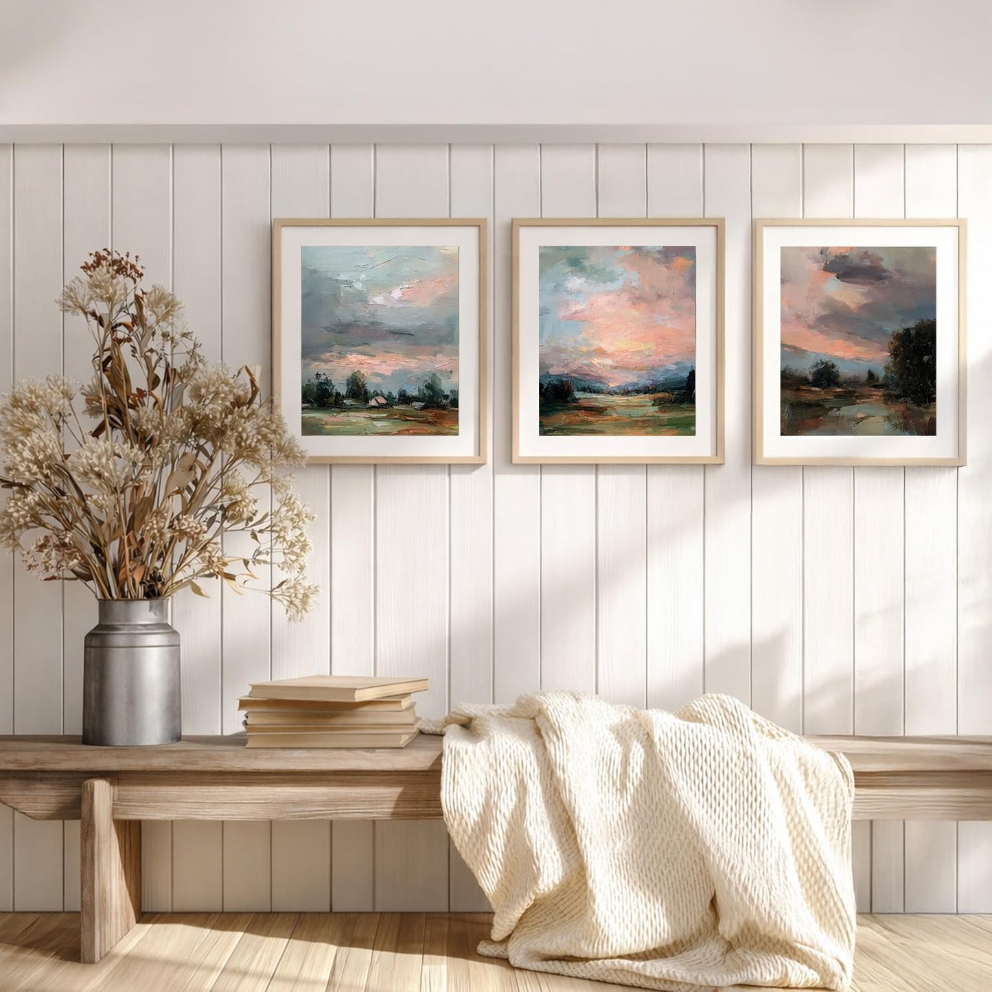 FUHYGU Diamond Painting Kits 3 Pack 9.8x11.8 Inches – Rustic Farmhouse Landscape Sunset Scenery, DIY Full Drill Diamond Art for Adults Beginners, Country Wall Decor Aesthetic Home Gift