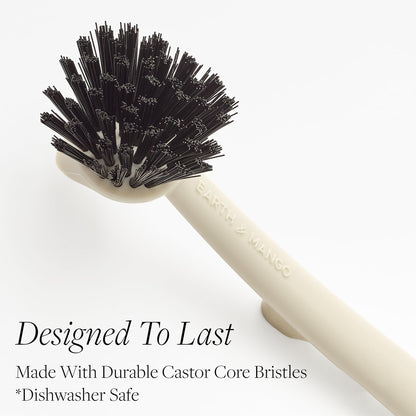 Earth & Mango Magnetic Dish Brush & Scraper, Snaps to Sink, Non-Scratch, Dishwasher Safe, Dish Scrubber – Warm Sand Beige