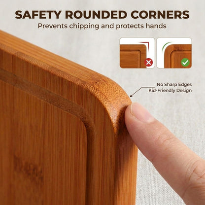 Deep-Carbonized Wood Cutting Board Set, HKKZYT 3 Pack Bamboo Chopping Boards for Kitchen with Side Handles, Charcuterie Board Juice Groove Knife-Friendly for Heavy Duty