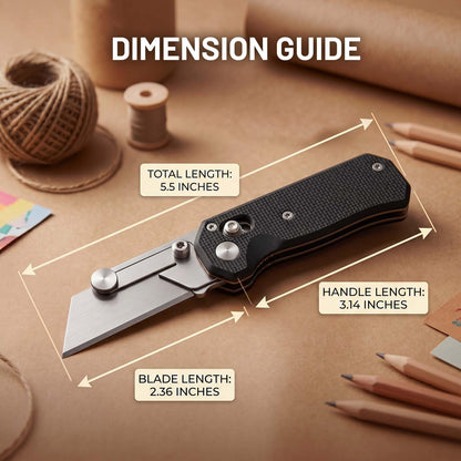 Folding Utility Knife for Men Women, Quick Change Box Cutter with 10Pcs SK5 Replaceable Blades, EDC Razor Knife for Cartons, Cardboard, Boxes, Christmas Stocking Stuffers Gifts for Men Husband Women （Black）