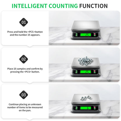 Large Digital Kitchen Scale 88lbs/40kg with 6 Unit Stainless Stee Food Scales with Tare and PCS Funtion LCD Display for Baking, Bread, Cooking, Meat, Vegetables, Farm with Adapter Grey