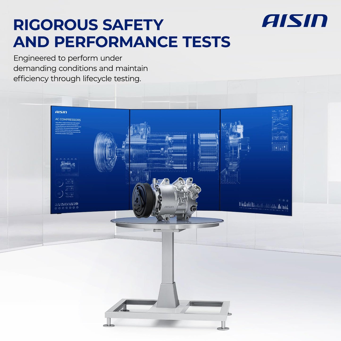 AISIN AFTERMARKET ACCFD-00088 Air Conditioner AC Compressor - Compatible with Ford Mustang 2007-2009, E-150 E-250 2007-2014, E-350 E-450 Super Duty 2007-2019 - with 6-Pulley Groove, with Clutch
