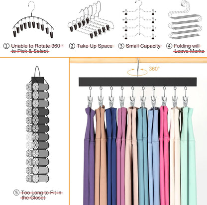 Skiennix Legging Organizer - 360° Rotating Closet Hangers for 20 Leggings, Jeans, and More | 2-Pack