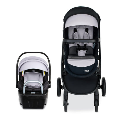 Britax Willow Brook S+ Travel System, Infant Car Seat Stroller Combo With Willow S Infant Car Seat, Alpine Base, and Brook+ Stroller; ClickTight Technology, SafeWash Insert and Cover — Glacier Onyx