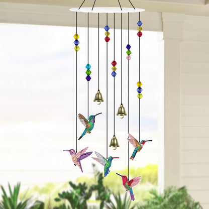 Vcekract Hummingbird Diamond Painting Wind Chimes, Suncatcher Double-Sided Diamond Art Kits for Adults, Adult Craft Kits for Garden Decor