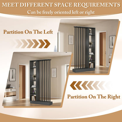 39.4in/100cm Entrance Hall Partition Screen, Wooden Room Divider with Storage Shelves, Modern Freestanding Wood Room Divider Screen, Privacy Screens Room Partition Post (Grey, 100cm/39.4in)