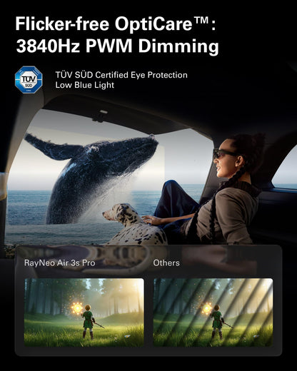 RayNeo Air 3s Pro AR/XR Glasses - 201'' 1200 Nits 120Hz HueView 2.0 Video Display Glasses, Smart Gaming Glasses for iPhone 16,15/Android/Mac/Switch 2/PS5/SteamDeck - Next-Gen Personal Theater