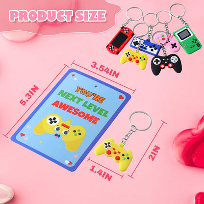 LIANORIST Valentines Day Cards for Kids School, 28 Pcs Video Game Keychains, Valentines Day Gifts for Kids Party Favors, Class Valentines Prizes Treasure Box Gifts Must Haves Treat Goodie Bag Stuffers