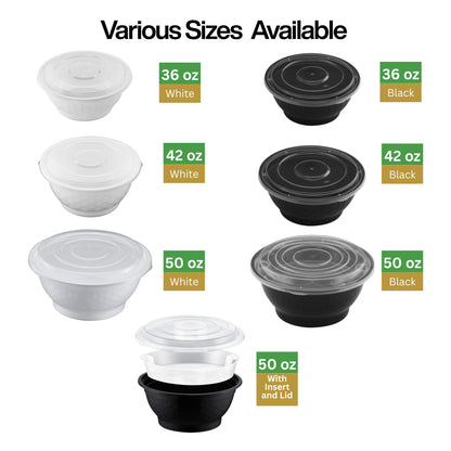 ProTakeOut Disposable Noodle Bowls with Lids – 42 oz Microwaveable Ramen & Soup Containers, Leak-Resistant, BPA-Free, Stackable Food Storage for Restaurants & Takeout – 40 Sets, Black