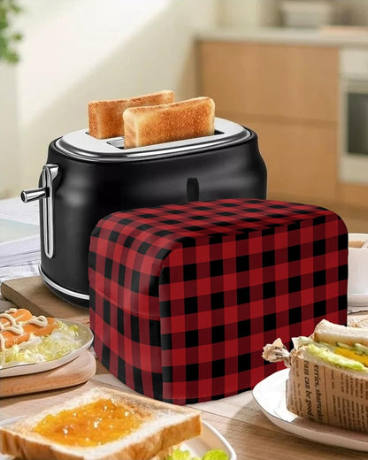 Merry Christmas Toaster Cover 2 Slice, Red and Black Buffalo Plaid Toaster Oven Cover